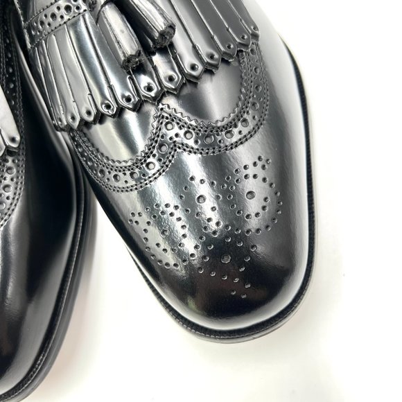 11 3E WIDE WIDTH Florsheim Mens‎ Lexington Black Leather Wingtip Loafers Shoes - Picture 5 of 13